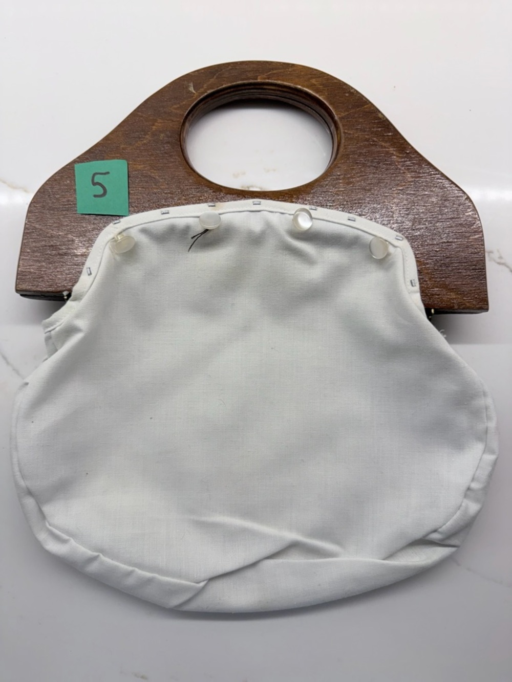 Vintage Bermuda Bag Wooden Handles 10 Inch Regular Size - Picture 3 of 3